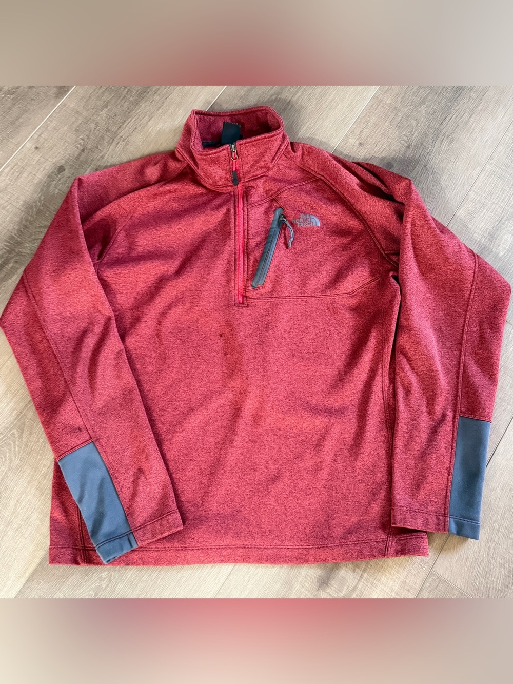 North Face Men’s Large Canyonlands 1/4 Zip Pullover Sweater Gray Cuff Accents - Picture 9 of 11